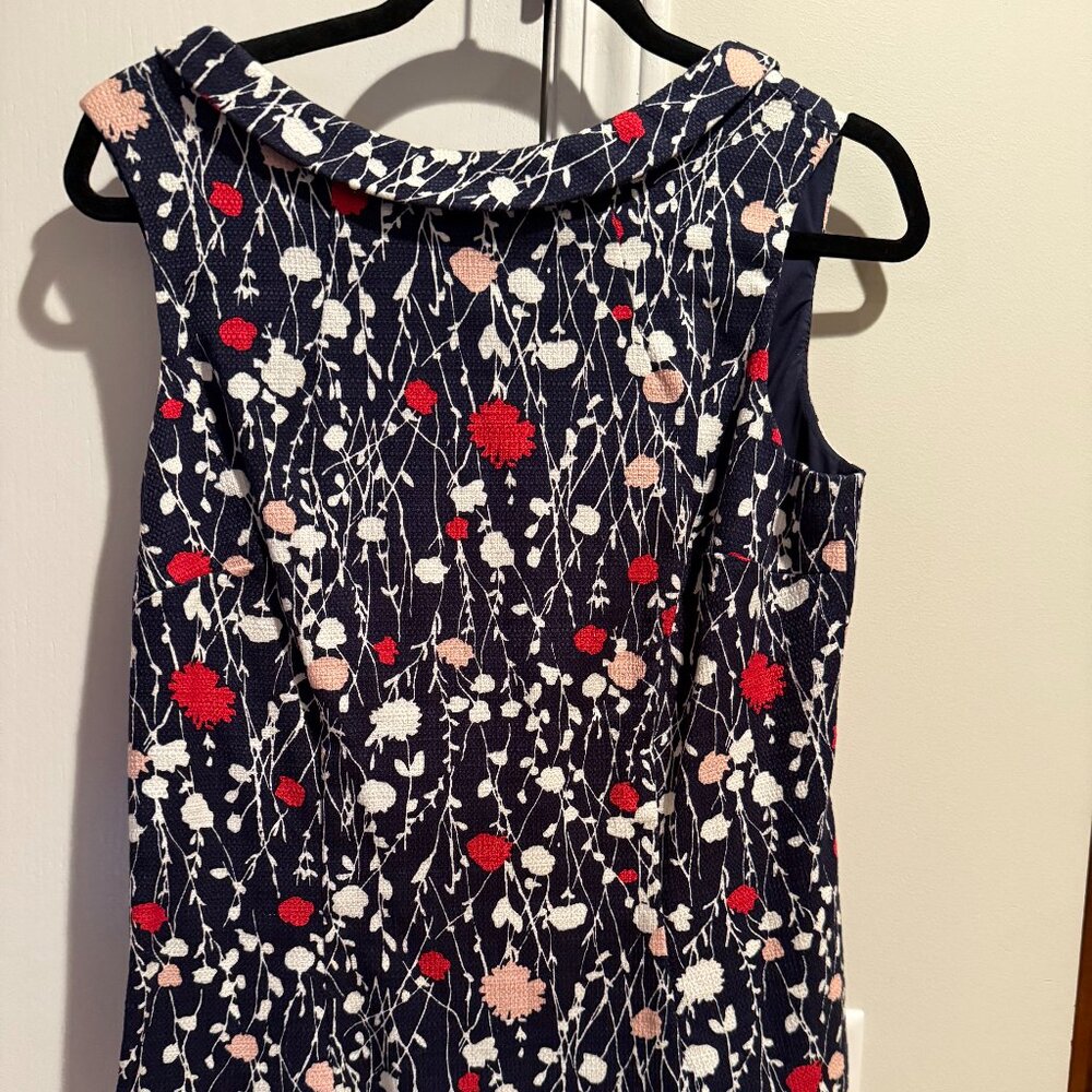 Boden Cowl Neck Lined Tank Navy Trellis